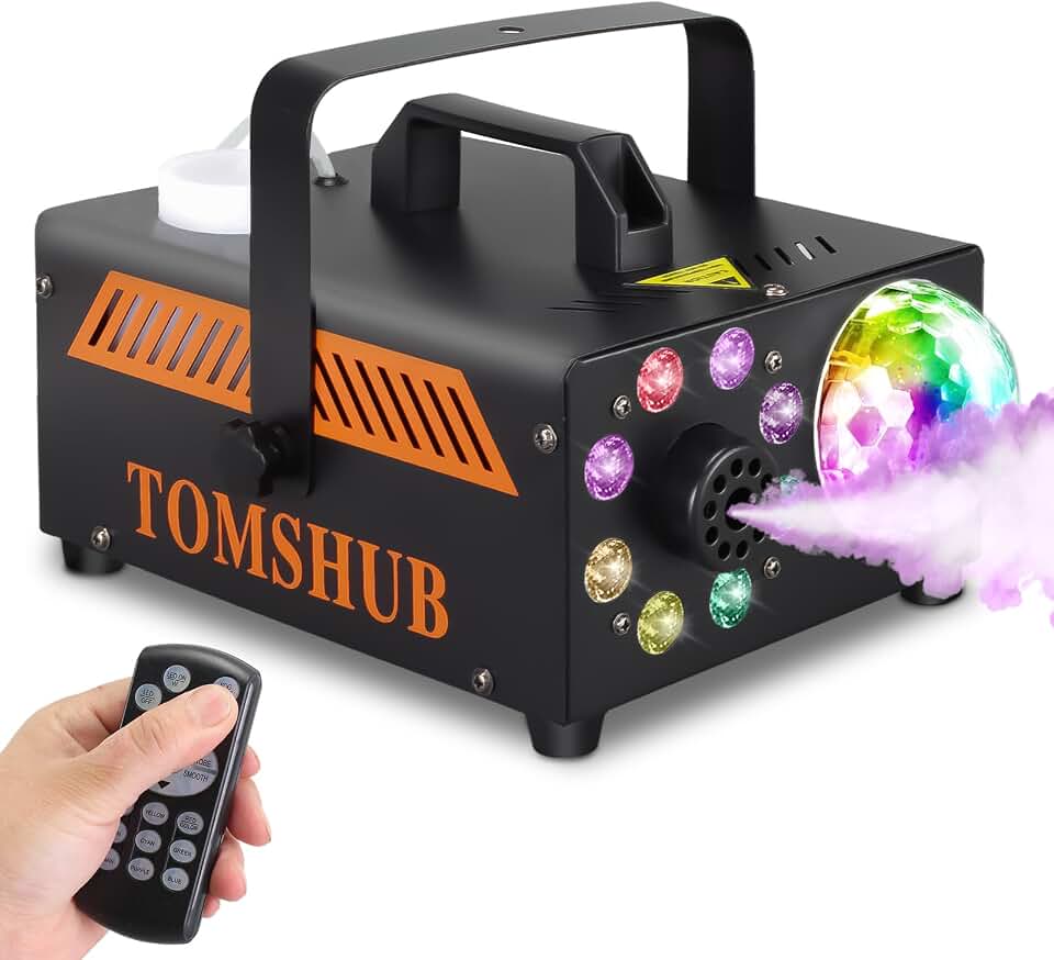 600W Fog Machine with Disco Ball &amp; 13-Color LED Lights | 2000CFM High-Output Smoke Machine, Wireless Remote, Auto Spray, for Halloween, DJ, Weddings, Parties (Fog Juice not Included)