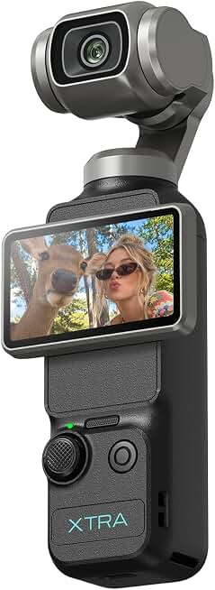 Xtra Muse, Vlogging Camera with 1′′ CMOS &amp; 4K/120fps Videos, Pocket Camera featuring 3-Axis Gimbal Stabilizer, Fast Focusing, Face/Object Tracking, Digital Video Camera for Photography, Digital Camera