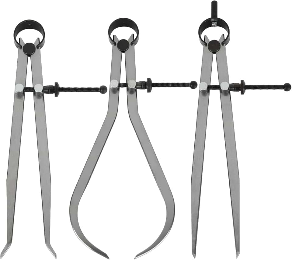 3 Piece Spring Caliper/Divider Set, 8 inches Inside Spring Outside Divider Caliper Set, Calipers Measuring Tool for Wood Turning Lathe Projects