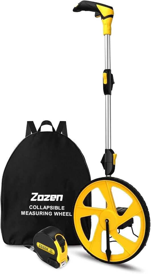 Zozen Measuring Wheel in Feet and Inches, Double Collapsible, Mechanical | One-Key Reset, Kickstand, Start Point Arrow, 12.5" Roller, Portable Backpack, 0-9,999 Ft Measure Wheel, Adapt Various Roads