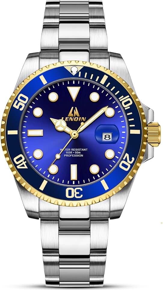 LN LENQIN Mens Watches Stainless Steel Waterproof Wristwatch for Men