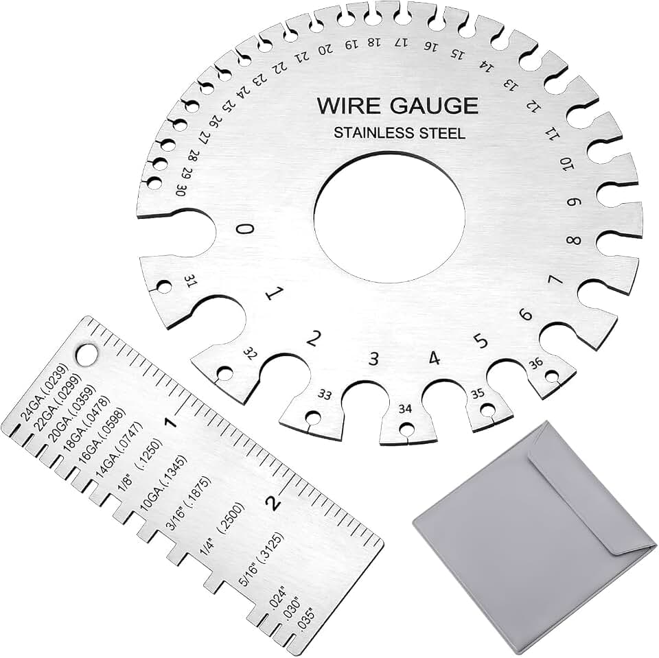2 Pcs Stainless Steel Thickness Gauges Wire Gauge Measuring Tool | Rust-resistant stainless steel, dual gauge set, clear markings, for wire, cable and sheet metal measurement