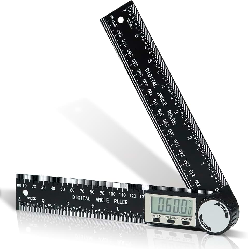 Digital Protractor Angle Finder, 7-Inch Angle Finder &amp; Angle Measuring Tool | ABS Angle Ruler, Angle Gauge Tool, Angle Measurement Tool for Woodworking &amp; Carpentry, 2 Batteries Included