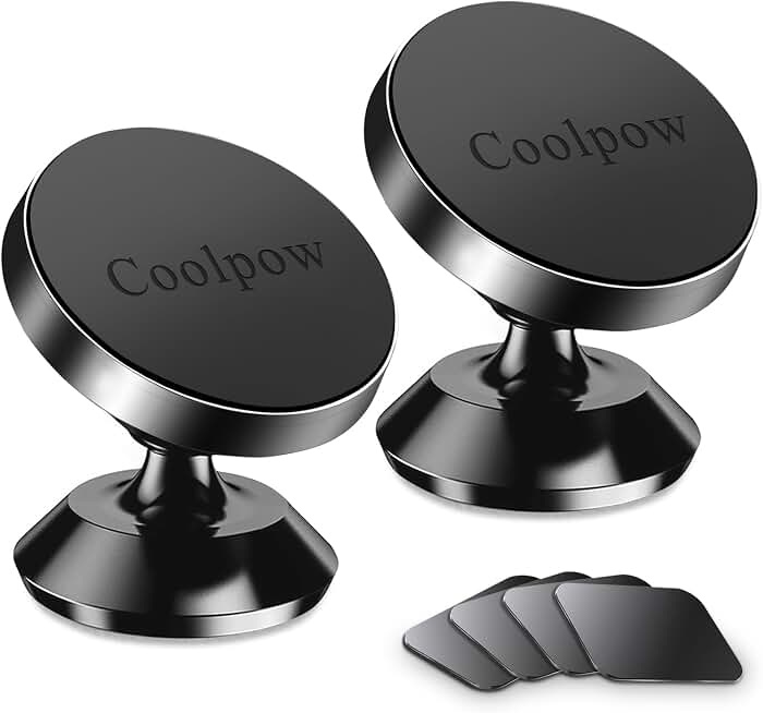 【2-Pack】Magnetic Phone Holder for Car Dash Strong Magnetic Car Phone Mount | All Metal 360° Rotation Magnetic Phone Mount for Car Phone Holder Mount With 4 Metal Plate Magnetic Car Mount for iphone Global Recycled Standard ClimatePartner certified