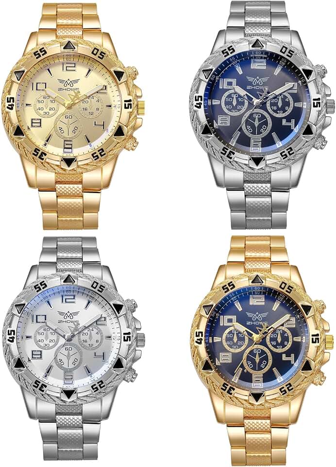 4 pcs Classic Business Watches for Men Big Face Men’s Watch Wholesales Analog Quartz Wristwatch