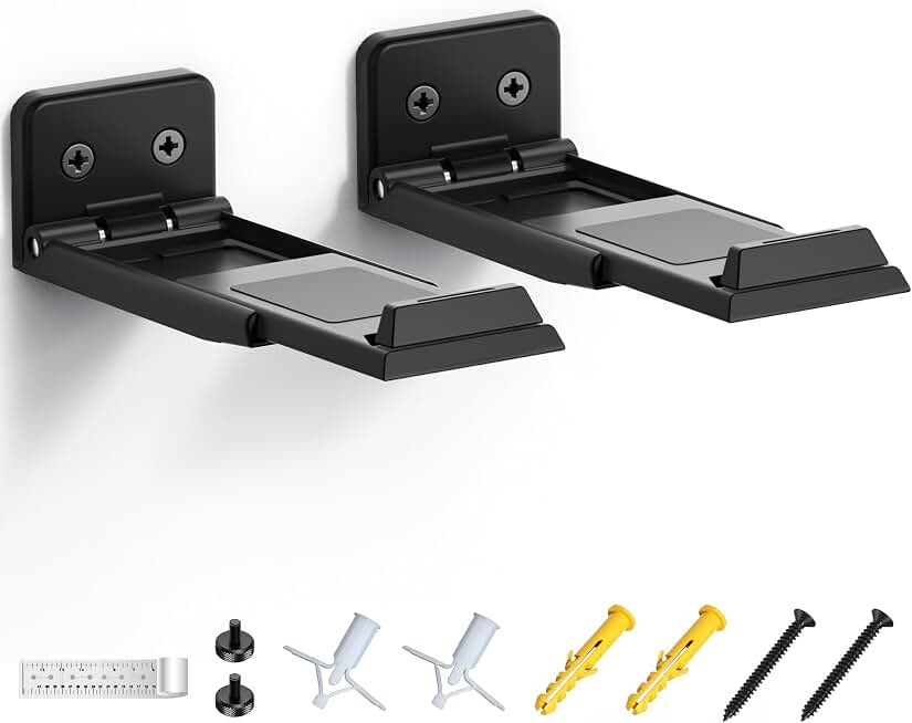 ELETIUO Soundbar Wall Mount Bracket for Samsung, LG, Sony, JBL, Vizio, Sonos and More, Depth Adjustable 3.5”-6.1”, Soundbar Shelf Under TV, Black