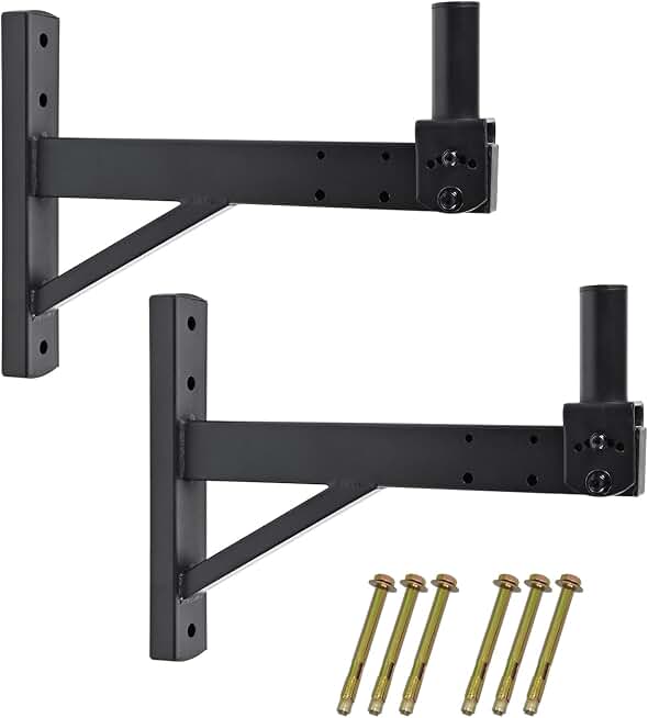 Speaker Wall Mount, Tilt, Holds up to 100lbs, 2 Packs | Heavy Duty Wall Speaker Mount bracket for Professional Audio, HD-319, Black