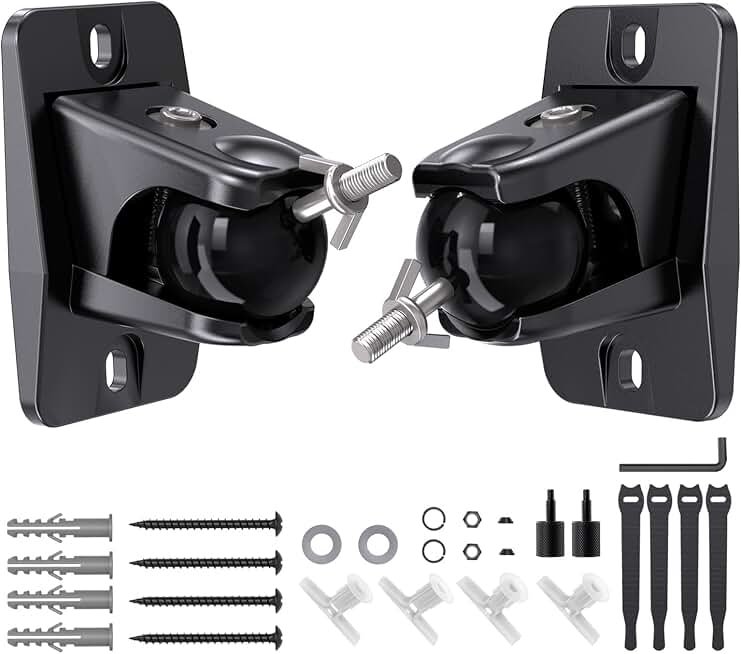 Universal Rear Speaker Wall Mount Bracket for Satellite Surround Sound | Max 11 lb Load, 1/4-20 &amp; M5/M4 Threads Mounting, Wall &amp; Ceilling Mount, Fits Roku, Polk, Samsung Q990F Q990D &amp; More, 2-Pack