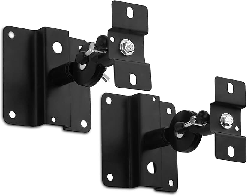 Mount-It! Speaker Mount for Wall and Ceiling, Low Profile Heavy Duty, Anti-Theft, Universal for Channel Surround Sound and Satellite Speakers, Black, 2 Mounts
