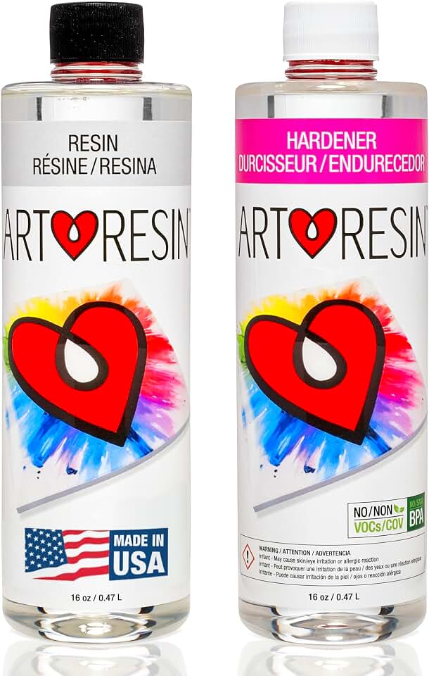 ArtResin Epoxy Resin – High-Gloss Clear Coat for Artwork - 32 oz (16 oz resin + 16 oz hardener) (946 ml)