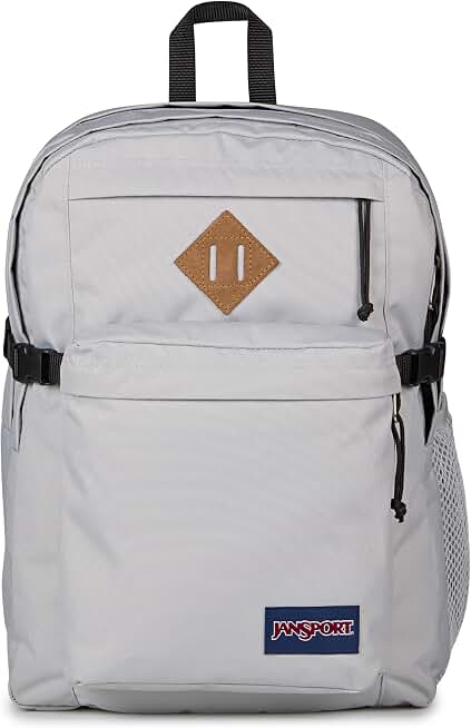 JanSport Main Campus Backpack - Travel or Work Backpack with 15-Inch Laptop Sleeve and Dual Water Bottle Pockets, Grounded Grey