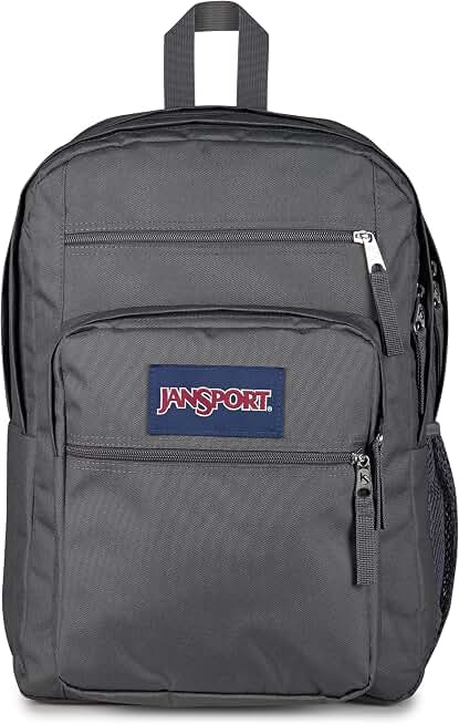 JanSport 34L Big Backpack - 15 Inch Laptop Sleeve, Smokey Grit | Large Capacity, Ergonomic S-Curve Straps, Utility Organizer Pockets &amp; Durable Recycled Fabric