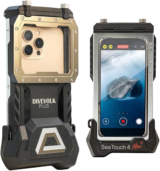 DIVEVOLK Seatouch 4 Max Plus Underwater Touchscreen housing compatiable for iPhone 12/13/14/15/16Pro Max Black
