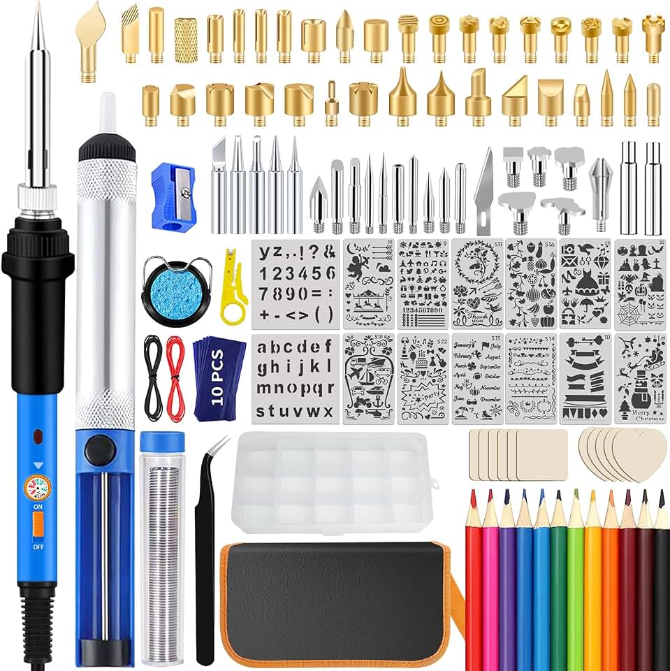 116pcs Wood Burning Kit, Adjustable Temperature 220~480℃ for Beginners | Professional Wood Burning Tool with Soldering, DIY Creative Tools Wood Burner Soldering Pen for Carving/Pyrography