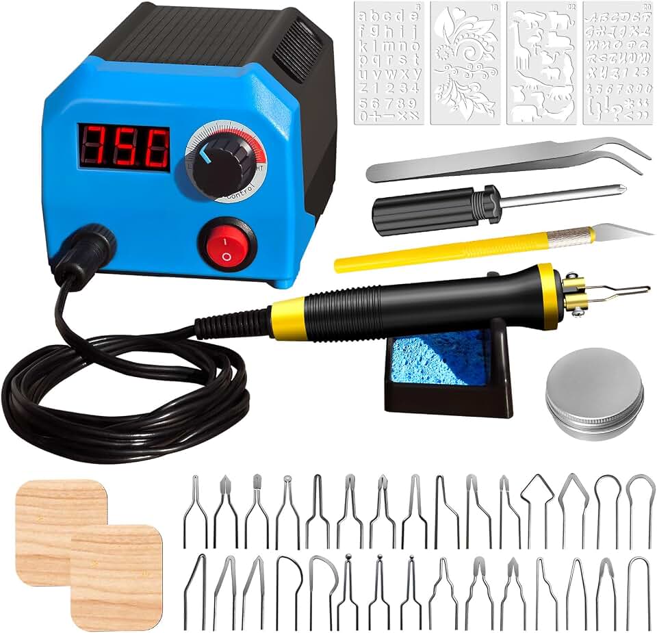 FIRElood LH55-1 wood burning kit,wood burning tool,digitally adjustable temperature wood burner kit,professional wood burner tool kit for adults beginners craft,pyrography pen (LH55-A pen)
