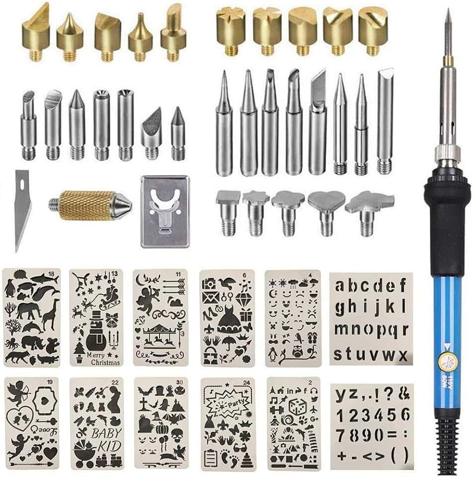 Wood Burning Kit, 46 Pcs Wood Burning Tool for Adults Pyrography | Adjustable Temperature, Pyrography and Craft Kit, 46 Pcs