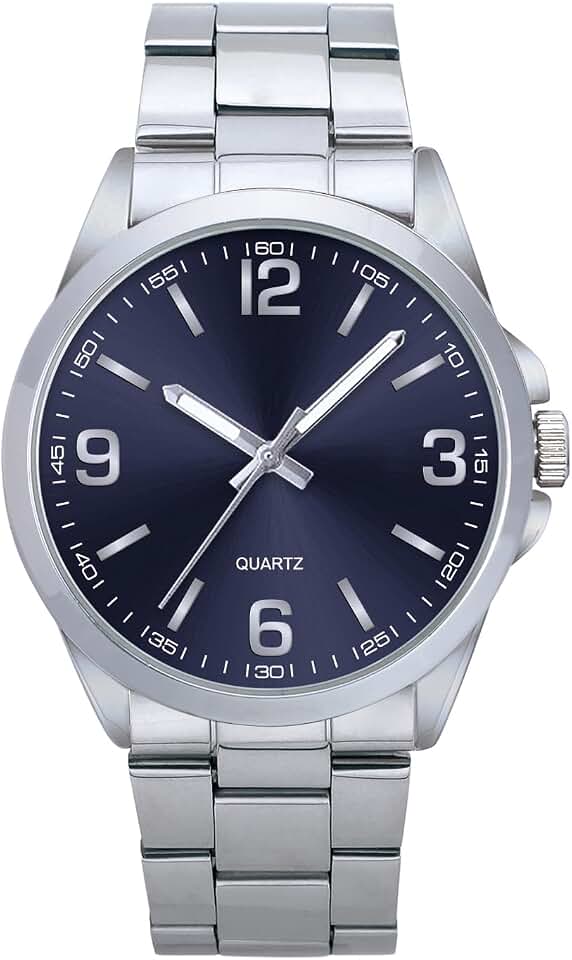 NUOVO Men's Classic Watch 41mm Dial Silver Stainless Steel Case with Band Analog Display Arabic Numerals Water Resistant