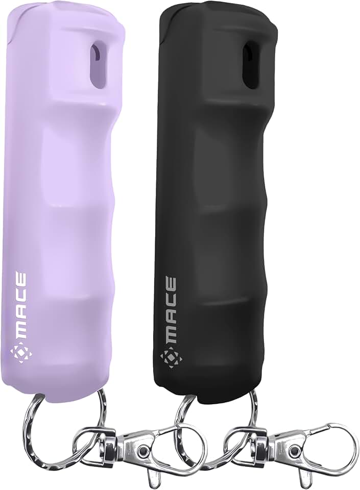 Mace Pepper Spray - Max Police Strength OC with UV Dye, Fast Flip Top, Ergonomic Grip, Clip On Keychain, 12 Feet Range, 0.42 oz Compact Model, Self Defense Pepper Spray for Women &amp; Men
