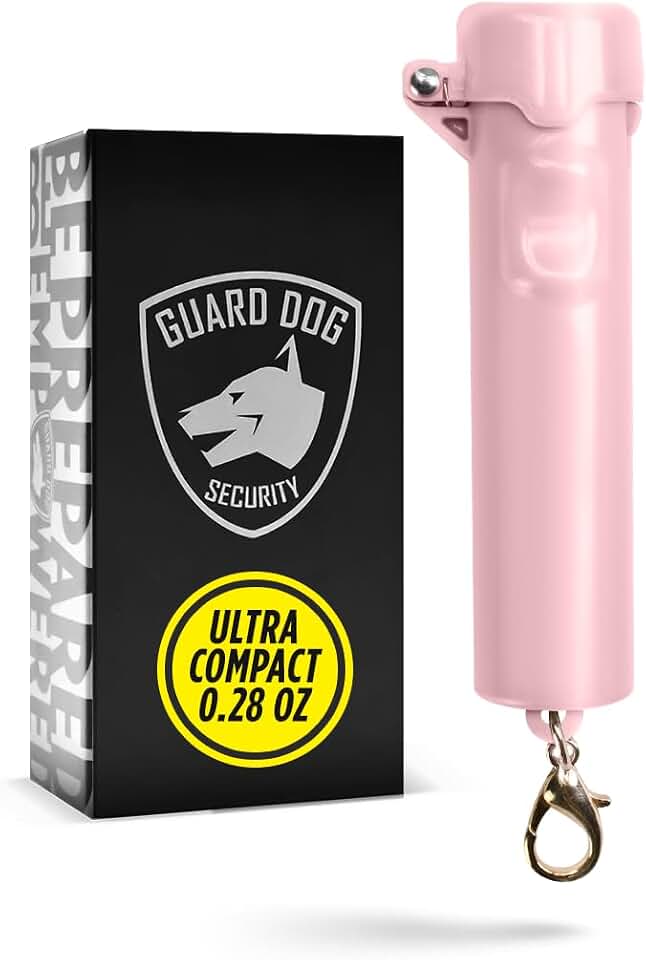 Packin' Heat 0.28 oz Compact Pepper Spray for Self Defense, Small Keychain Pepper Spray for Women, 12 ft Range, 1.44% Major Capsaicinoids, UV Dye, Push-Button Safety Cap, Snap Clip