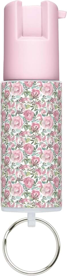 SABRE Floral Pepper Spray with Key Ring for Women – Stylish Personal Safety | Keychain Accessory, Maximum Strength OC Spray, 10‑Second Spray Time, 14 ft Range, Twist Lock Safety, UV Dye, 0.54 oz