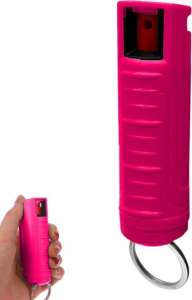 FURY Hardshell Pepper Spray - 12Ft Range, Max Strength, UV Dye Identifier, Anti-Leak &amp; Anti-Misfire, Slidetop Trigger, Belt Clip &amp; Key Ring, Multiple Color Options, Self-Defense Spray