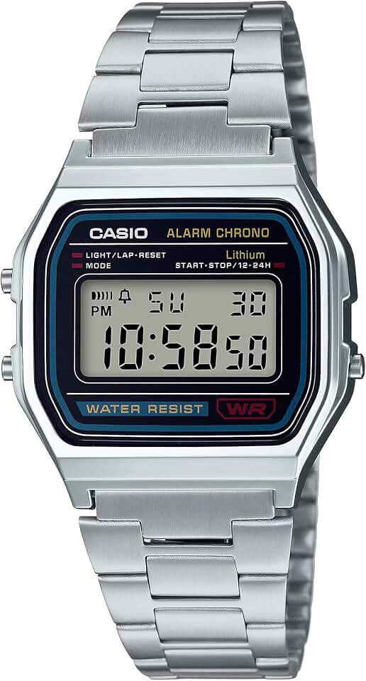 Casio A158WA Series | Unisex Digital Watch | Vintage | WR | 100 SEC Stop Watch | Daily Alarm | Regular Time Keeping: Hour, Minute, Second, PM, Date, Day | Led Light | 7 Year Battery
