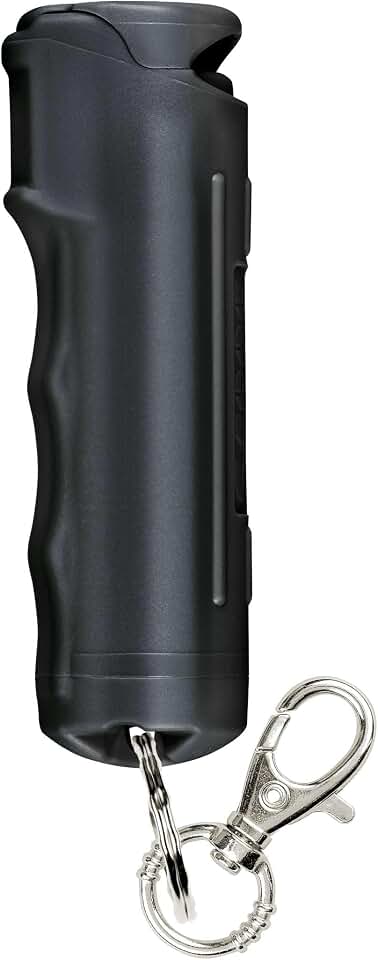SABRE Pepper Spray with Fast Flip-Top Safety &amp; Snap‑Clip Keychain for Self Defense - Maximum Police Strength OC with UV Marking Dye, 10‑Sec. Spray, 14-ft Range, Finger Grip, Made in USA, 0.54 fl oz