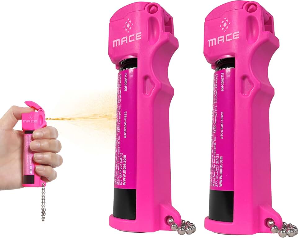 Mace Pepper Spray - Max Police Strength OC with UV Dye, Fast Flip Top, Ergonomic Finger Grip, 12 Feet Range, 0.63 oz Personal Model, Self Defense Pepper Spray for Women &amp; Men