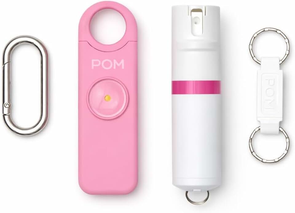 POM Pepper Spray &amp; Personal Alarm Safety Kit – OC Self Defense Keychain Spray &amp; Loud Emergency Alarm for Campus Safety, Women &amp; Students