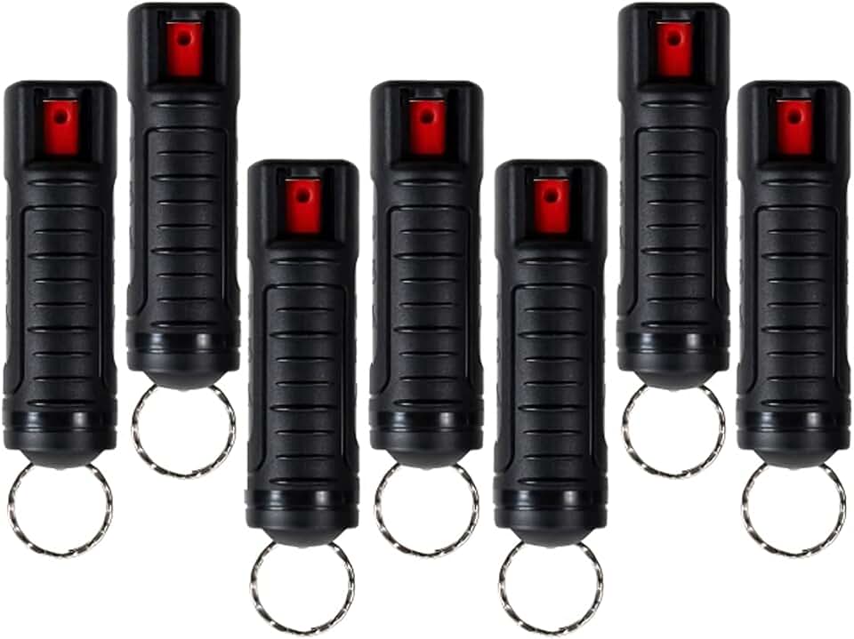 Police Magnum Bulk Pepper Spray Keychain Self Defense- Tactical Maximum Strength- Belt Clip Safety Key Chains for Women &amp; Men- Made in The USA