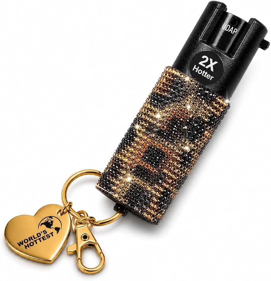UDAP Keychain Pepper Spray - Maximum Strength Self Defense Spray, World’s Hottest Red Pepper Formula, Police &amp; Military OC Spray, Compact, Fast Access, Personal Protection Spray, Stream