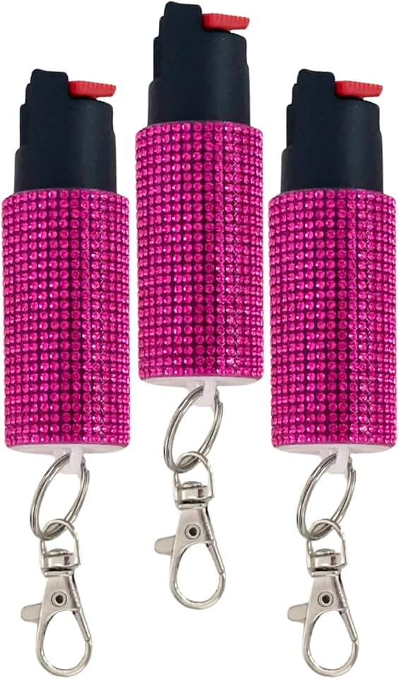 Pepper Spray for Women, Mini Bling Keychain, 12-Ft Range, Quick Release