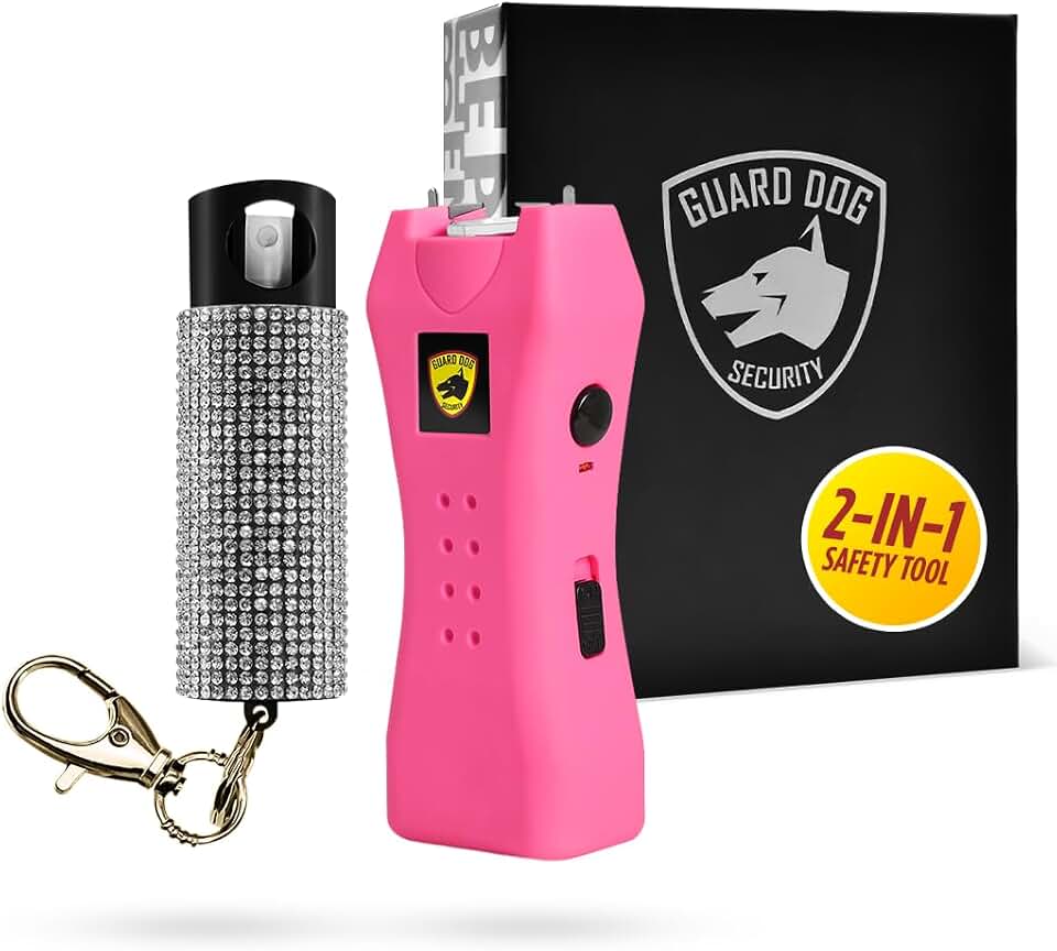 Guard Dog Security Pepper Spray and Stun Gun Flashlight, Rechargeable, Self-Defense Keychain for Women, Pepper Spray Stun Gun Combo, Personal Security Value Set, Rechargeable Flashlight