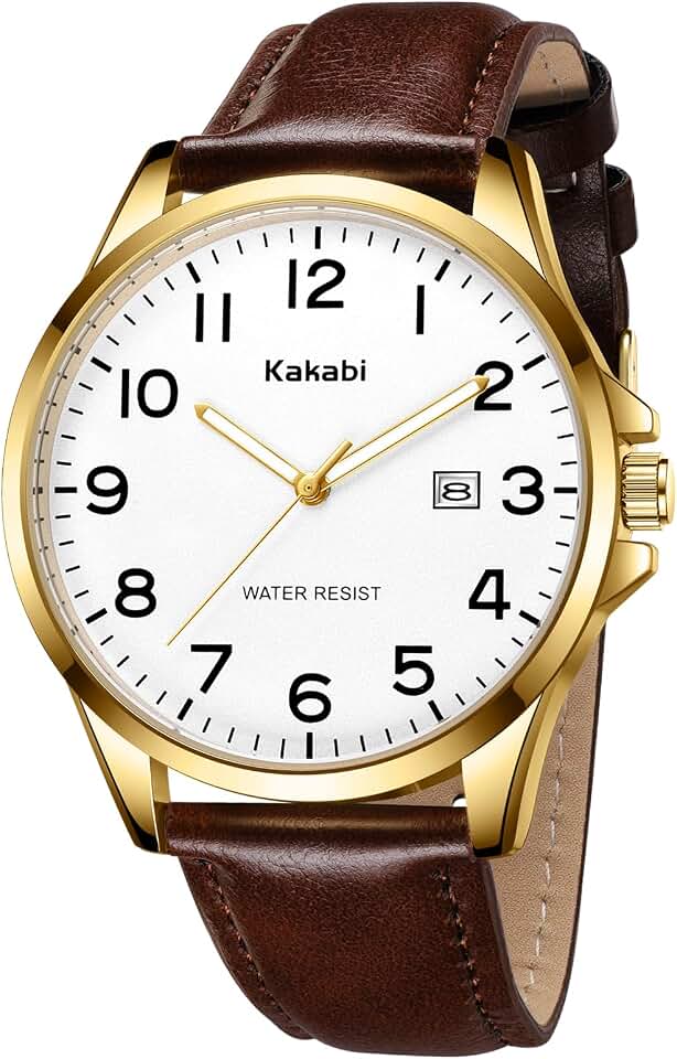 Watch for Men, Fashion Minimalist Wristwatch Waterproof Quartz Analog Date with Leather Strap