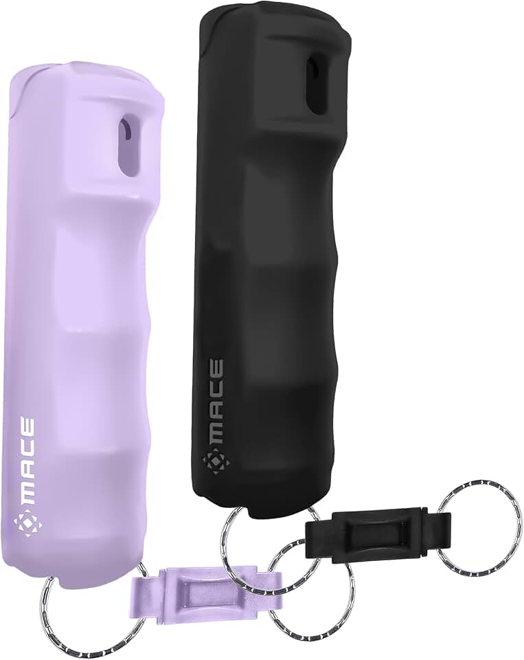 Mace Pepper Spray - Max Police Strength OC with UV Dye, Fast Flip Top, Ergonomic Grip, Quick Release Keychain, 12 Feet Range, 0.42 oz Compact Model, Self Defense Pepper Spray for Women &amp; Men