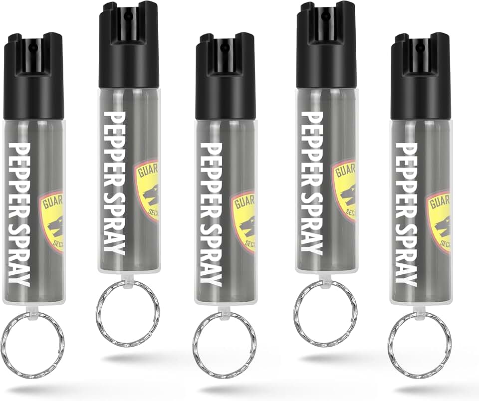 Police Edition Pepper Spray Keychain Self Defense Maximum Strength, 16 ft Long Range, 0.75 oz with Clear Protective Sleeve &amp; Keychain