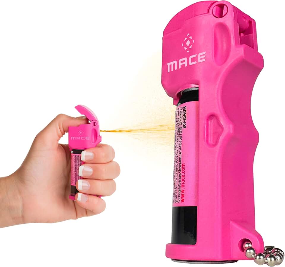 Mace Pepper Spray - Max Police Strength OC with UV Dye, Fast Flip Top, Ergonomic Finger Grip, 10 Feet Range, 0.42 oz Pocket Model, Self Defense Pepper Spray for Women &amp; Men
