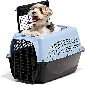 Petmate Two Door Plastic Pet Kennel for Small Dogs and Cats, 24in, Pearl Blue