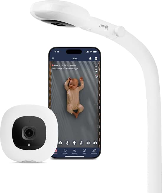 Nanit Smart Baby Video Monitor - Camera &amp; Floor Stand - 1080p Wi-Fi Camera | Pro edition, 2-way audio, sound/motion/cry notifications, night vision, see your baby from anywhere, video camera