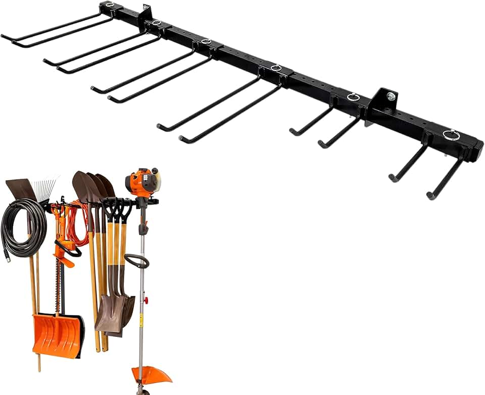 StoreYourBoard Tool Storage Rack – Heavy Duty Garage Tool Organizer Wall Mount for Garden Tools, Rakes, Shovels, Garage Hooks, Steel Gear Hanger Holds 300 lbs