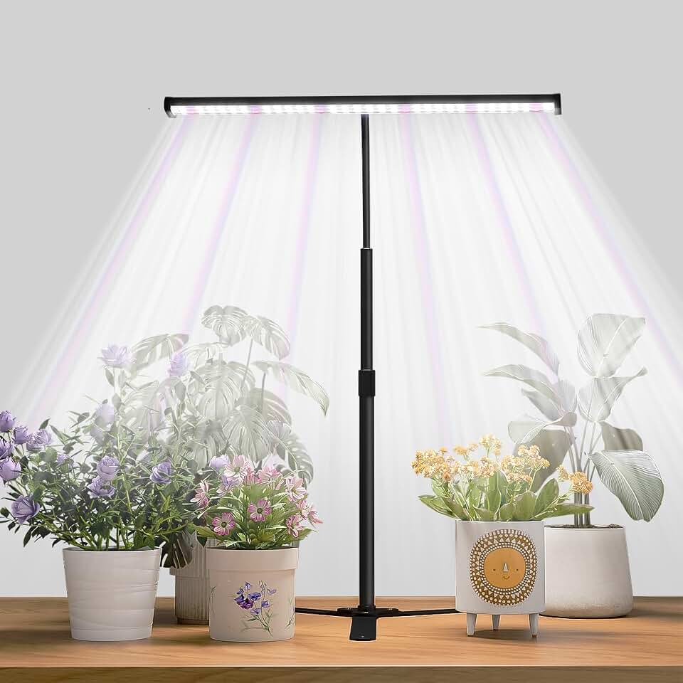 Super-Bright Grow Light for Indoor Plants, 6000K 108LEDs Full Spectrum Plant Lamp with Timer 4/8/12Hrs &amp; Height Extendable for Home Office Desktop Plants, 12V 3A High Power Output for Faster Growth