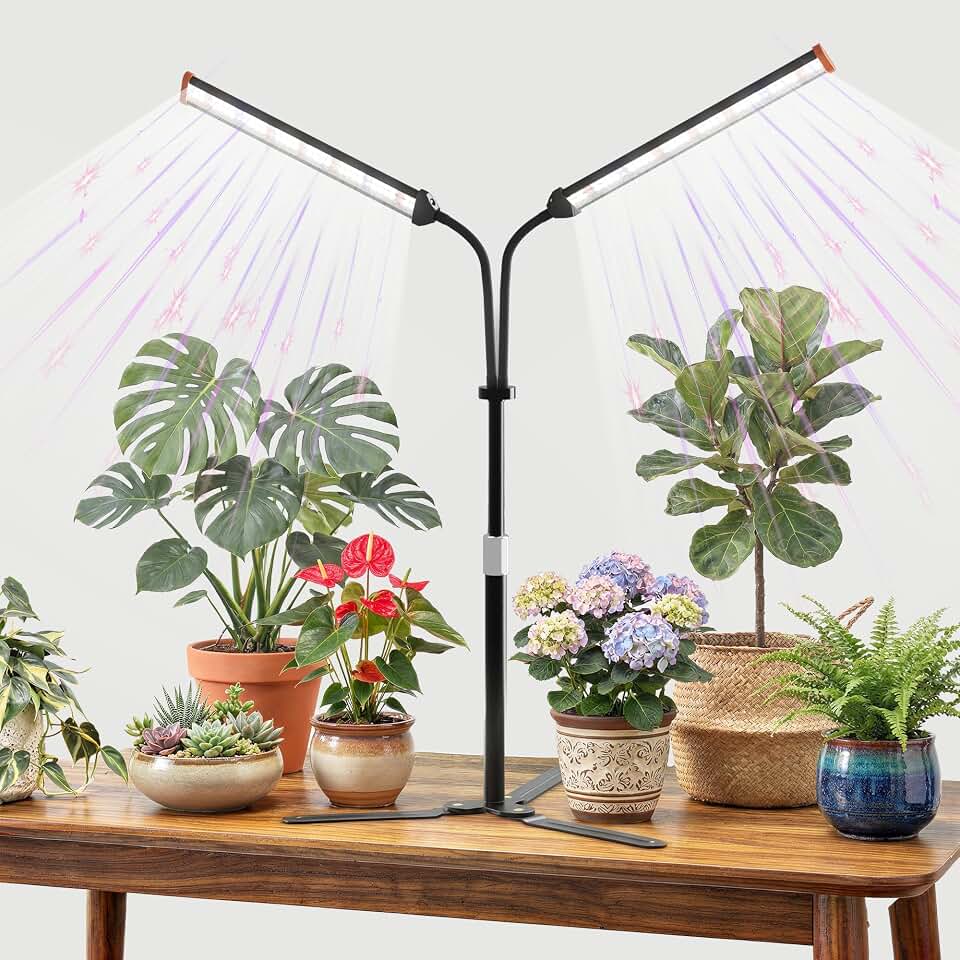 GooingTop Grow Light for Indoor Plants,Height 10-32'' with Dimming &amp; Timer | Full Spectrum Growing Plant Lamp with White Red Blue LED for Pots Succulents Seed Starting