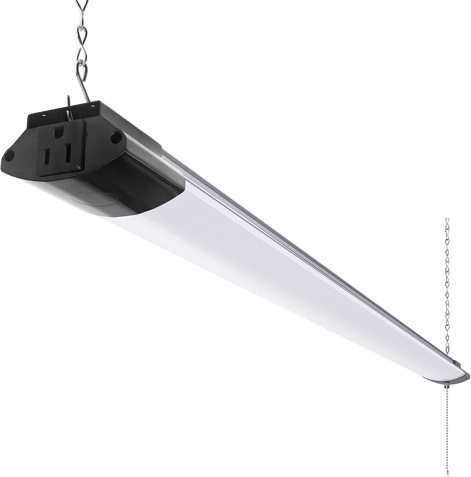 Barrina BS84 LED Shop Lights 4FT for Workshop, 84W 10000LM 5000K, 1 Packs | 4FT for Garage Basement Workbench, Hanging or Flush Mount, Linkable to 3, with Pull Chain Switch, Aluminum, Frosted Cover Global Recycled Standard