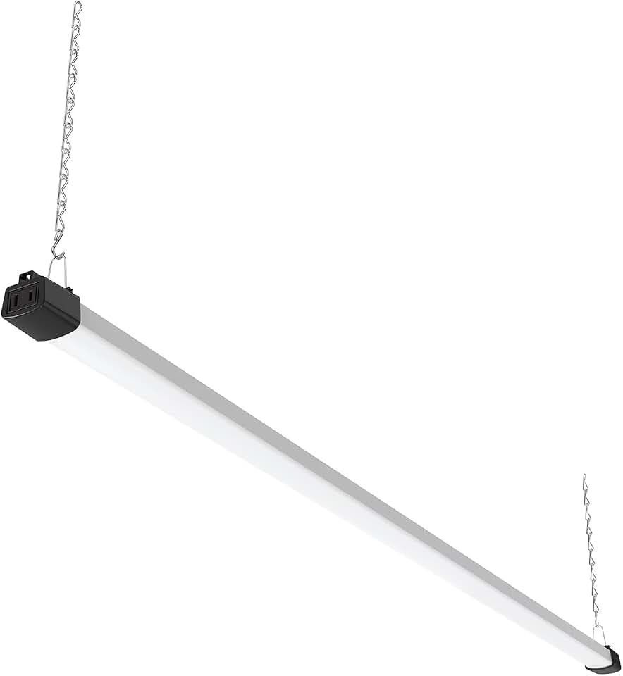 Quarterback 4FT LED Shop Light 40W Strip Work Compact Slim with Inline Switch Daylight White 5000K for Garage Workshop Basement