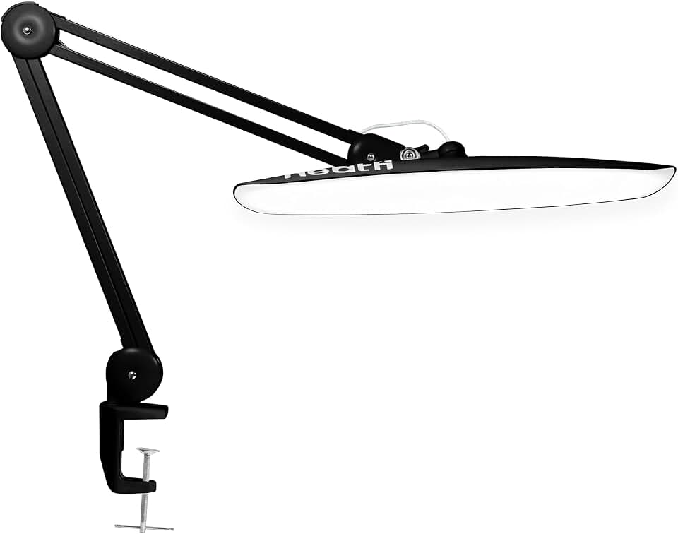 Neatfi XL 2200 Lumens 24W LED Desk Lamp – Shadow-Free Task Lighting | 4-Level Dimming | Home Office &amp; Crafts Use | 20-Inch Wide Head (Black, Non-CCT with Clamp)