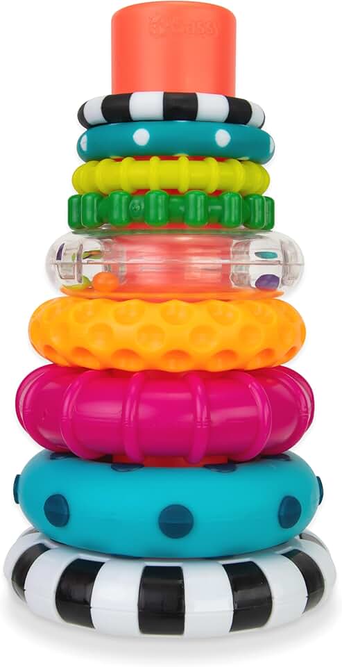 Sassy Stacks of Circles Stacking Ring STEM Learning Toy, Age 6+ Months, Multi, 9-Piece Set