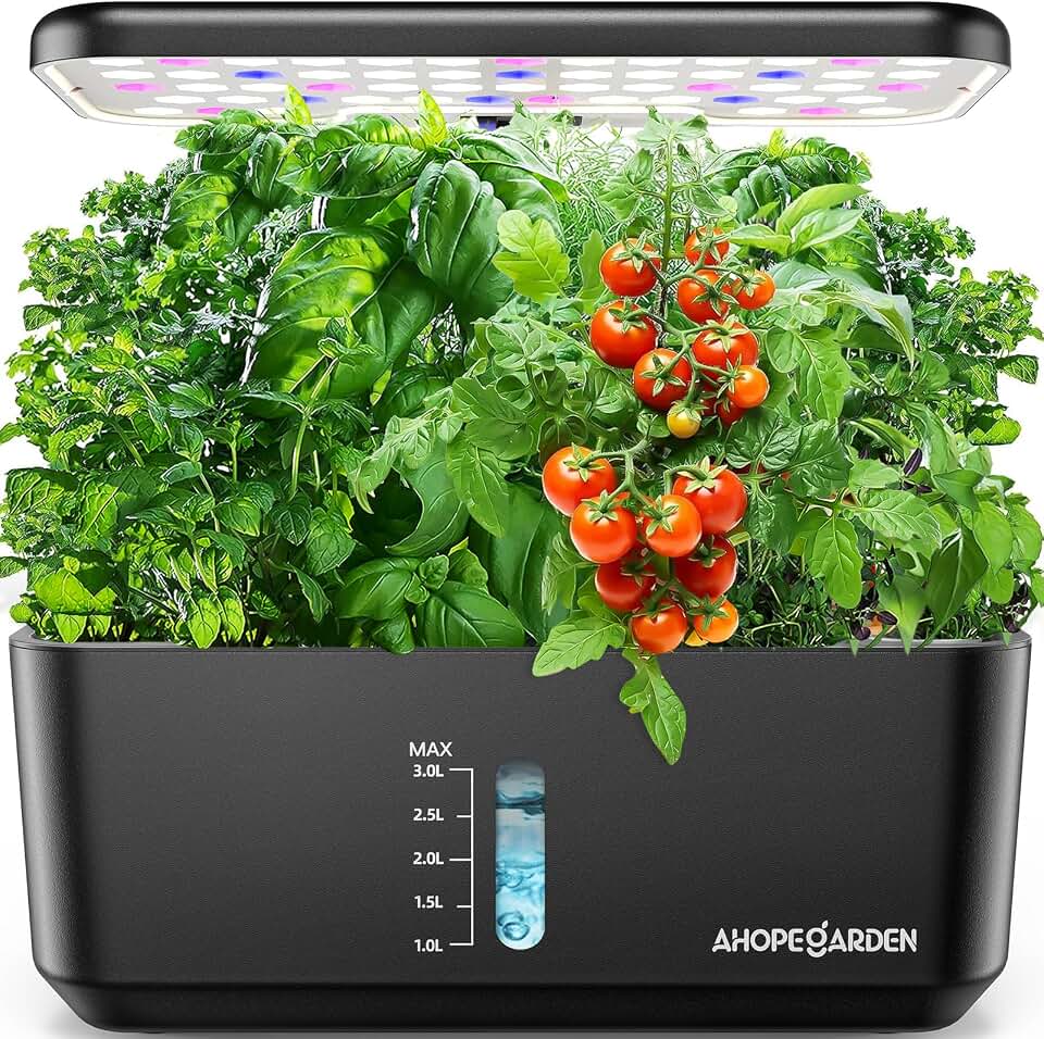 Ahopegarden Indoor Garden Hydroponics Growing System: 10 Pods Kit with LED | Plant Germination Kit Herb Vegetable Growth Lamp Countertop, Hydroponic Planter Grower Harvest Lettuce for Healthy Home Cooks