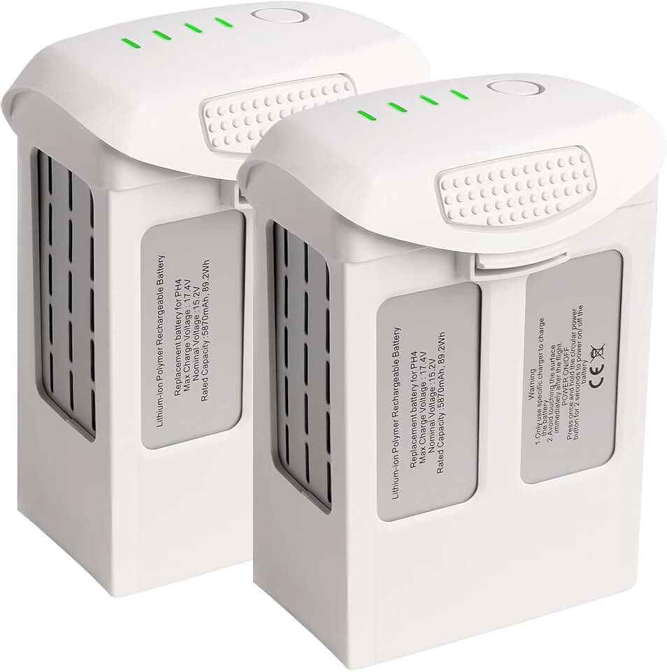 Phantom 4 Battery, 2 Pack 5870mAh-15.2V Intelligent Flight Drone Battery Replacement for DJI Phantom 4 Standard/Pro/RTK/Advanced/Pro v2.0