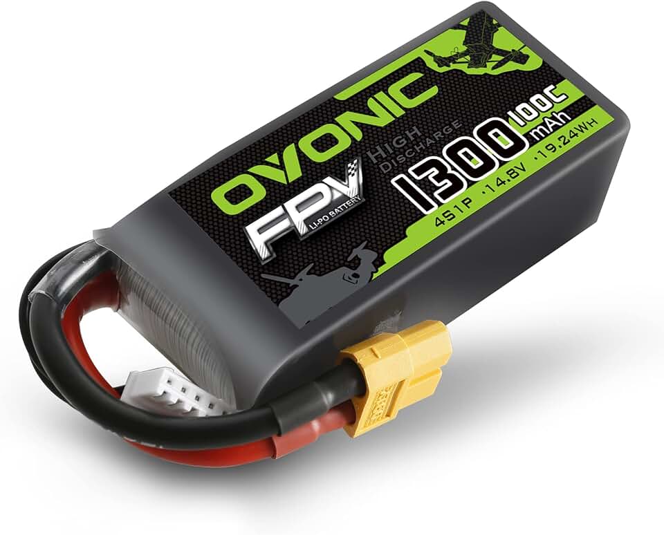 OVONIC 4s Lipo Battery 100C 1300mAh 14.8V Lipo Battery with XT60 Connector for RC FPV Racing Drone Quadcopter