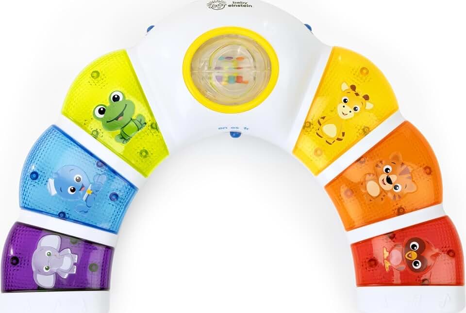Baby Einstein Glow &amp; Discover Light Bar Musical Toy, Activity Station, Sitting Up and Tummy Time Toy, Color and Animal Learning Toy, Infant Ages 3 Months Plus